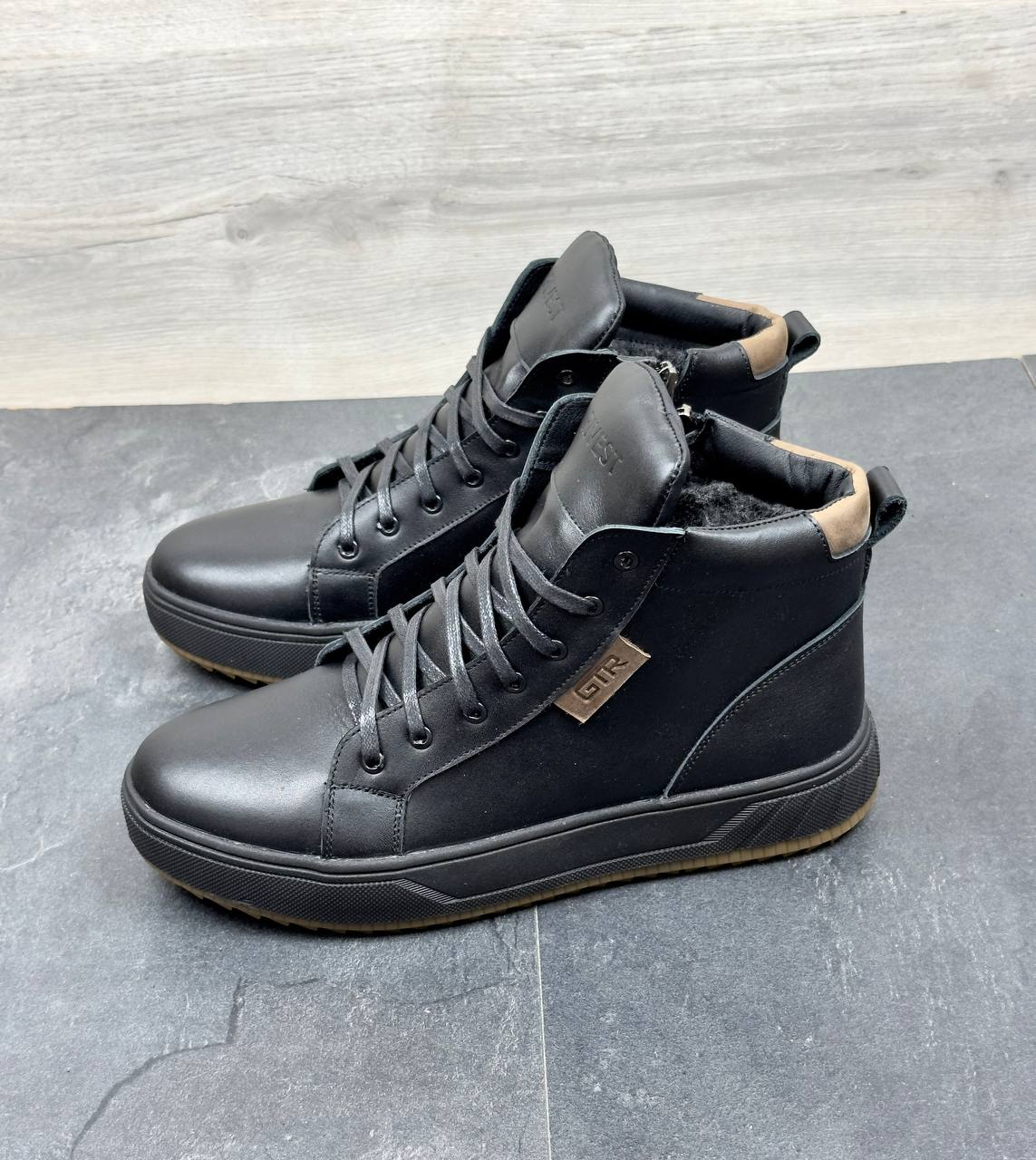 Чоловічі шкіряні зимові черевики  Код: БК9 чорний