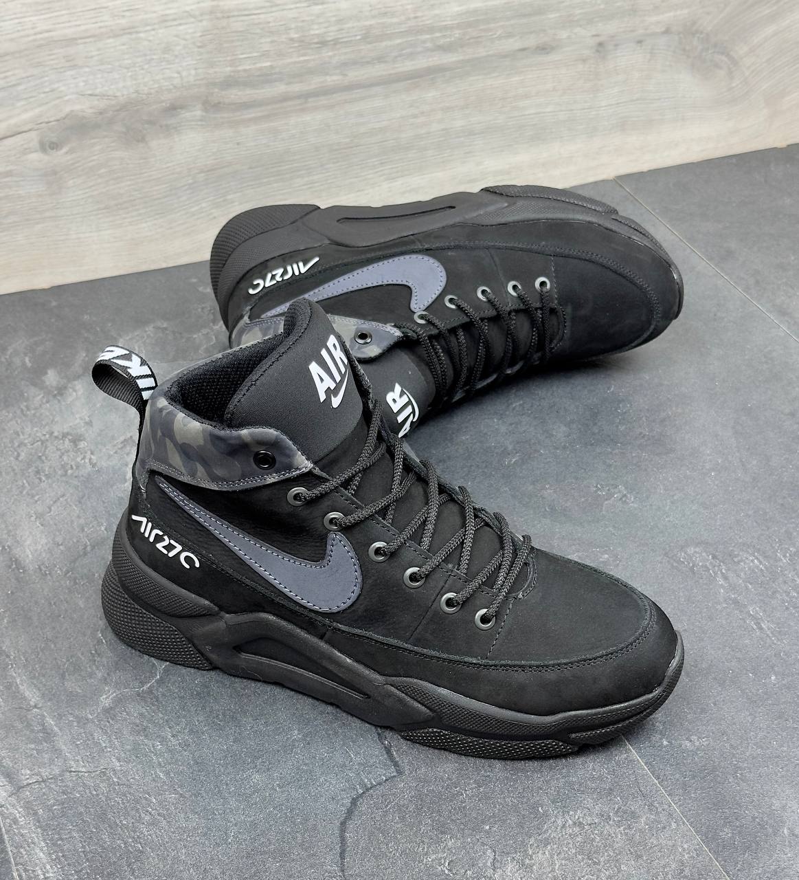 Чоловічі шкіряні зимові кросівки Nike  Код: Б01-53/7 чорний - Зображення 7