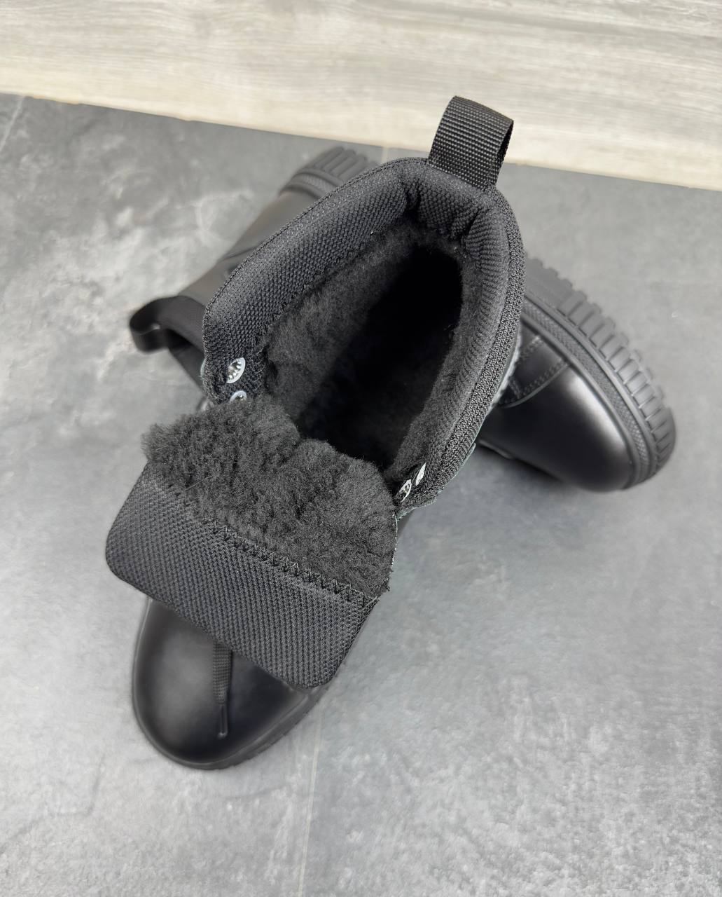 Чоловічі зимові шкіряні кросівки Код: Б03-15/2 чорний - Зображення 2