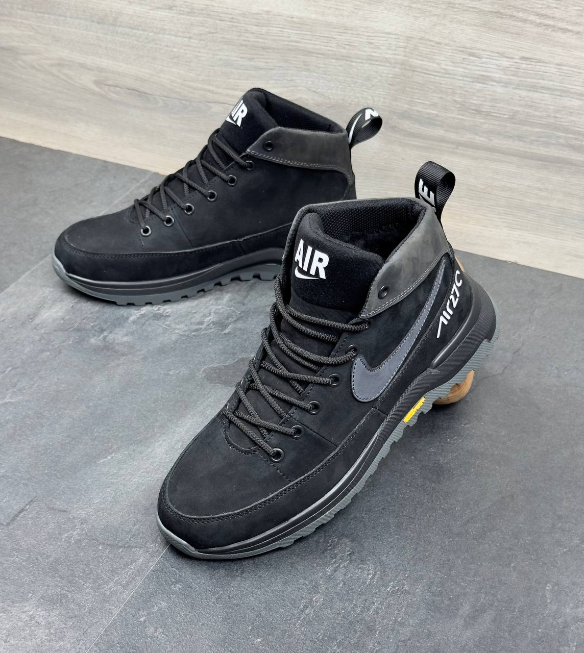 Чоловічі зимові шкіряні кросівки Nike  Код: Б01-53/12 чорний - Зображення 2