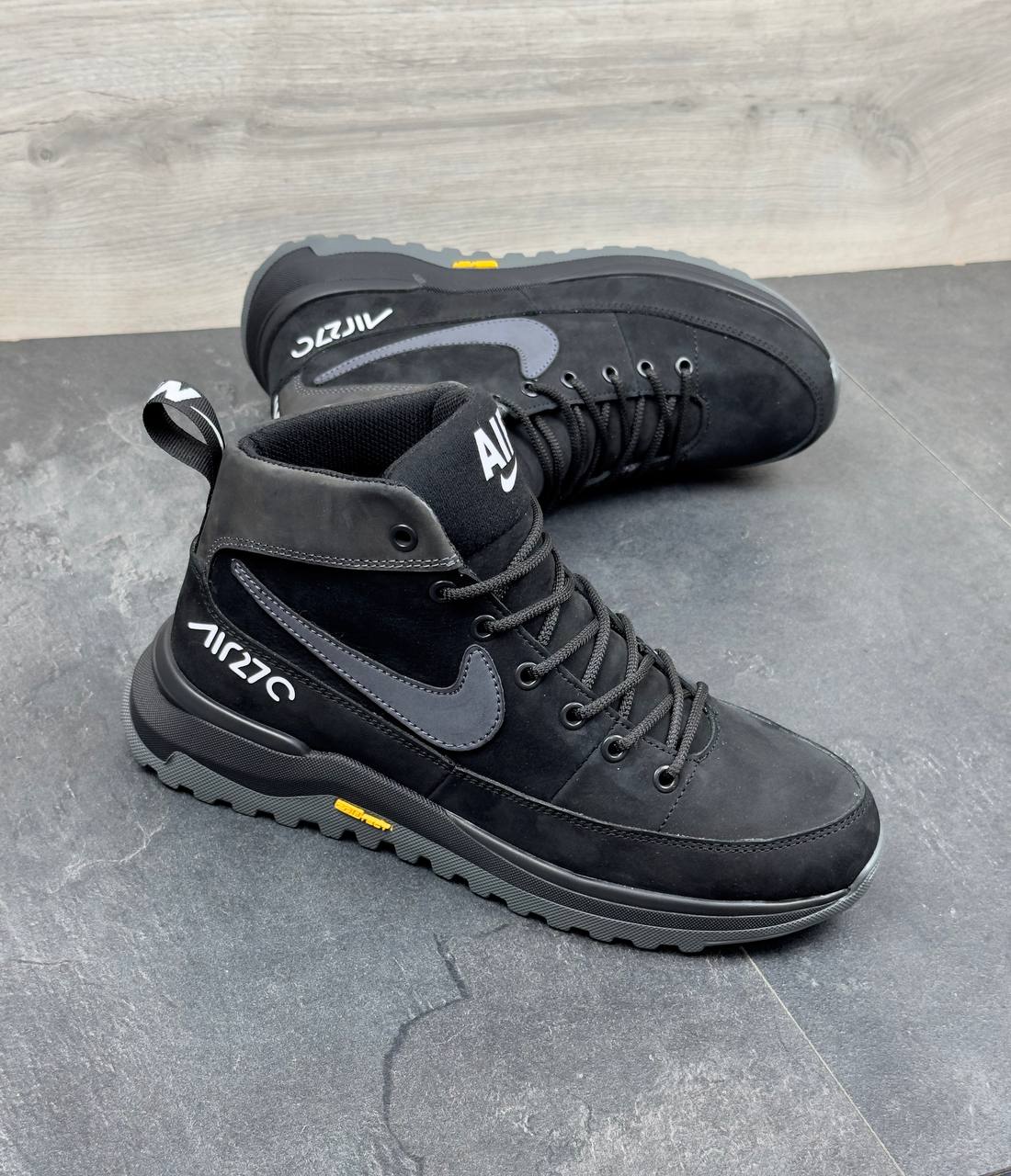 Чоловічі зимові шкіряні кросівки Nike  Код: Б01-53/12 чорний - Зображення 4