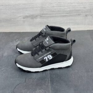 Чоловічі зимові шкіряні кросівки  Код: Б02-52/6 сірий