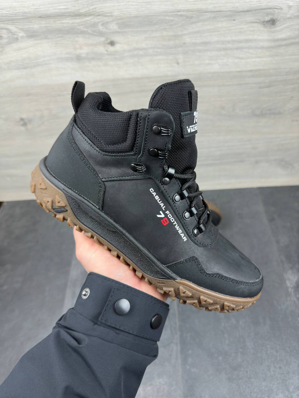 Чоловічі зимові шкіряні черевики Код: Б02-50/14 чорний - Зображення 3