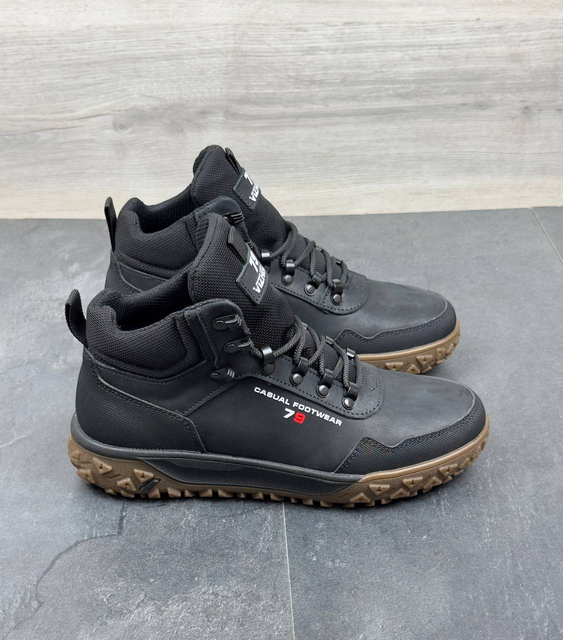 Чоловічі зимові шкіряні черевики Код: Б02-50/14 чорний - Зображення 4