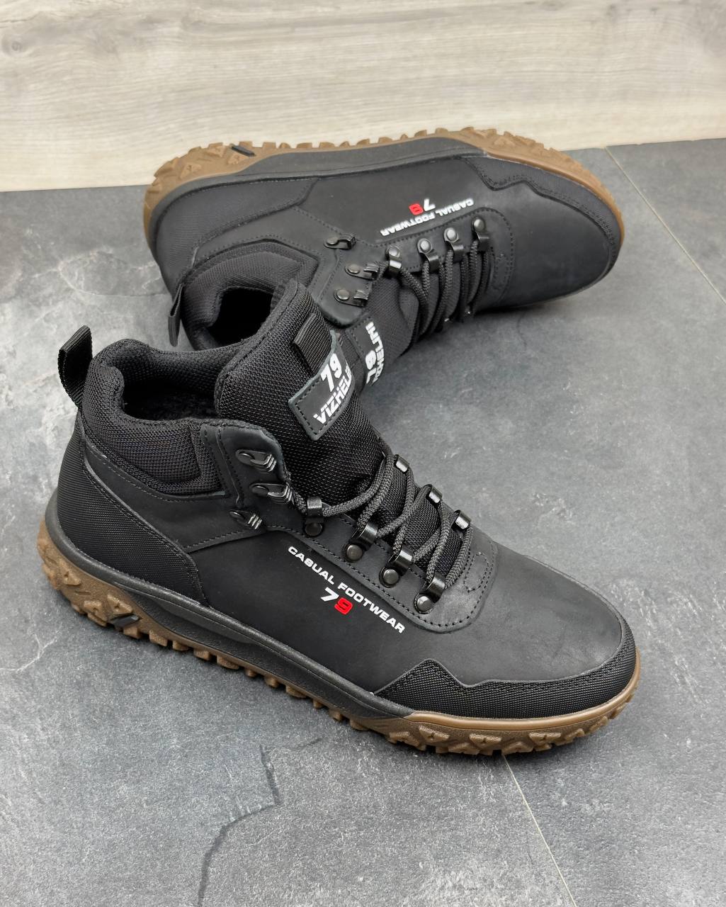 Чоловічі зимові шкіряні черевики Код: Б02-50/14 чорний - Зображення 5