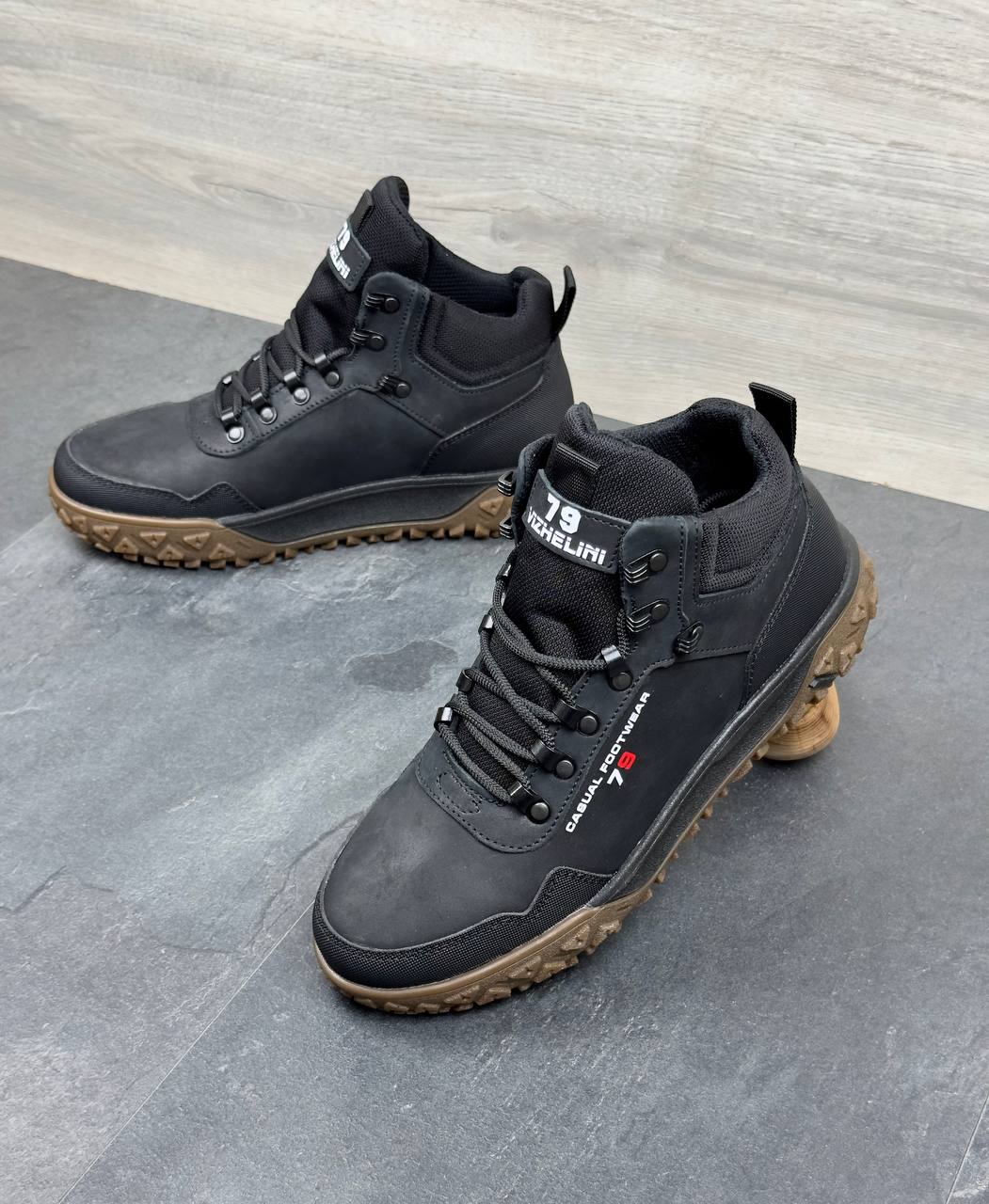 Чоловічі зимові шкіряні черевики Код: Б02-50/14 чорний - Зображення 2