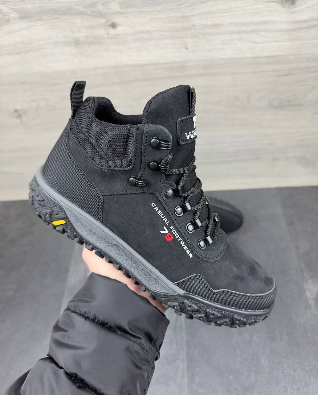 Чоловічі зимові нубукові черевики Код: Б02-50/7 чорний - Зображення 6