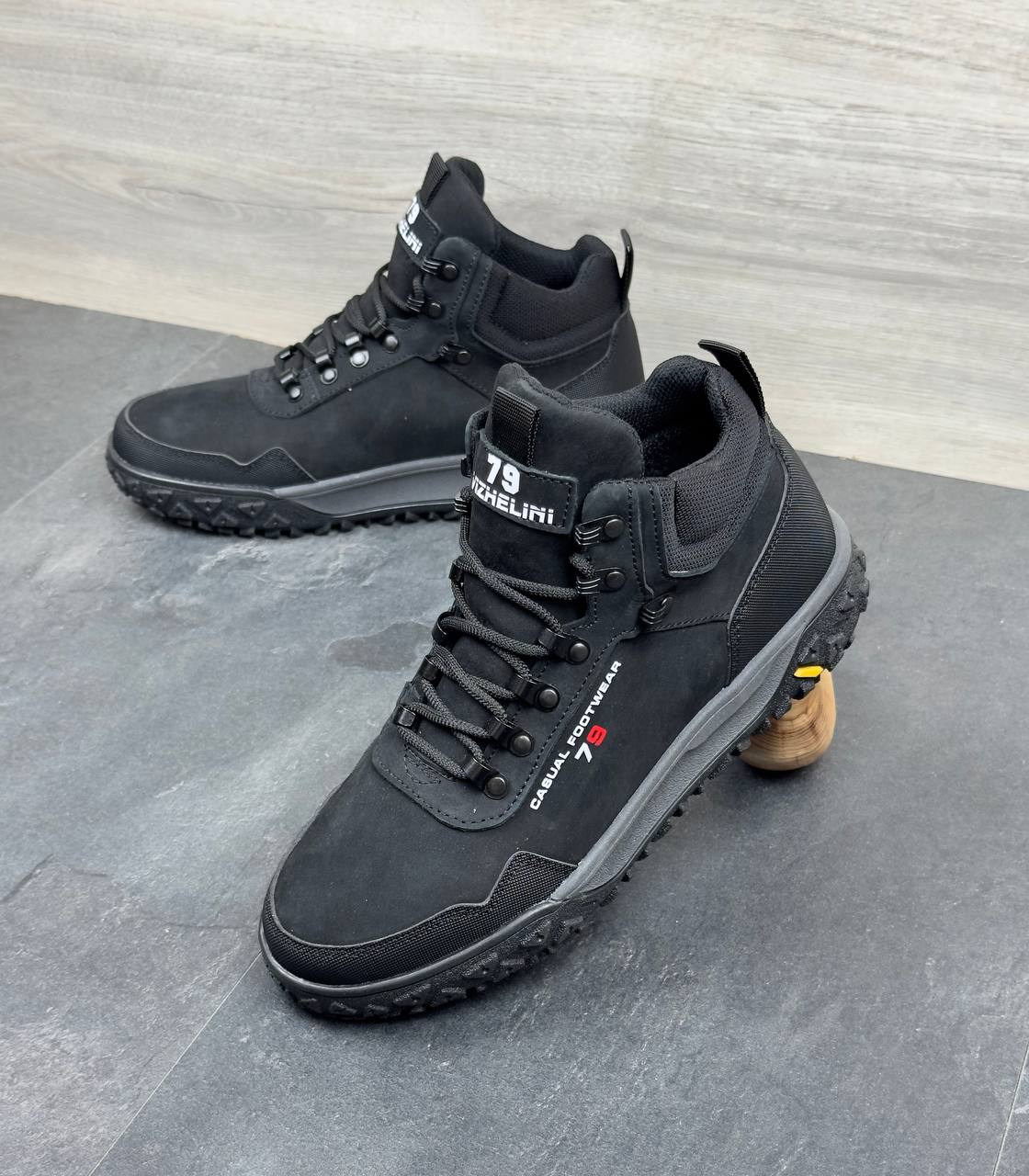 Чоловічі зимові нубукові черевики Код: Б02-50/7 чорний - Зображення 2