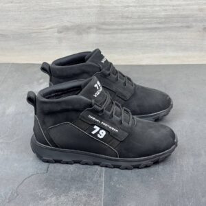 Чоловічі зимові шкіряні кросівки  Код: Б02-52/3 чорний