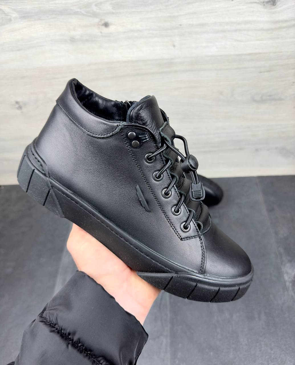 Зимові чоловічі шкіряні кросівки Код: 311 ч.р - Зображення 4