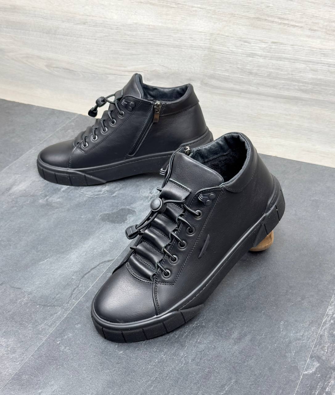 Зимові чоловічі шкіряні кросівки Код: 311 ч.р - Зображення 2