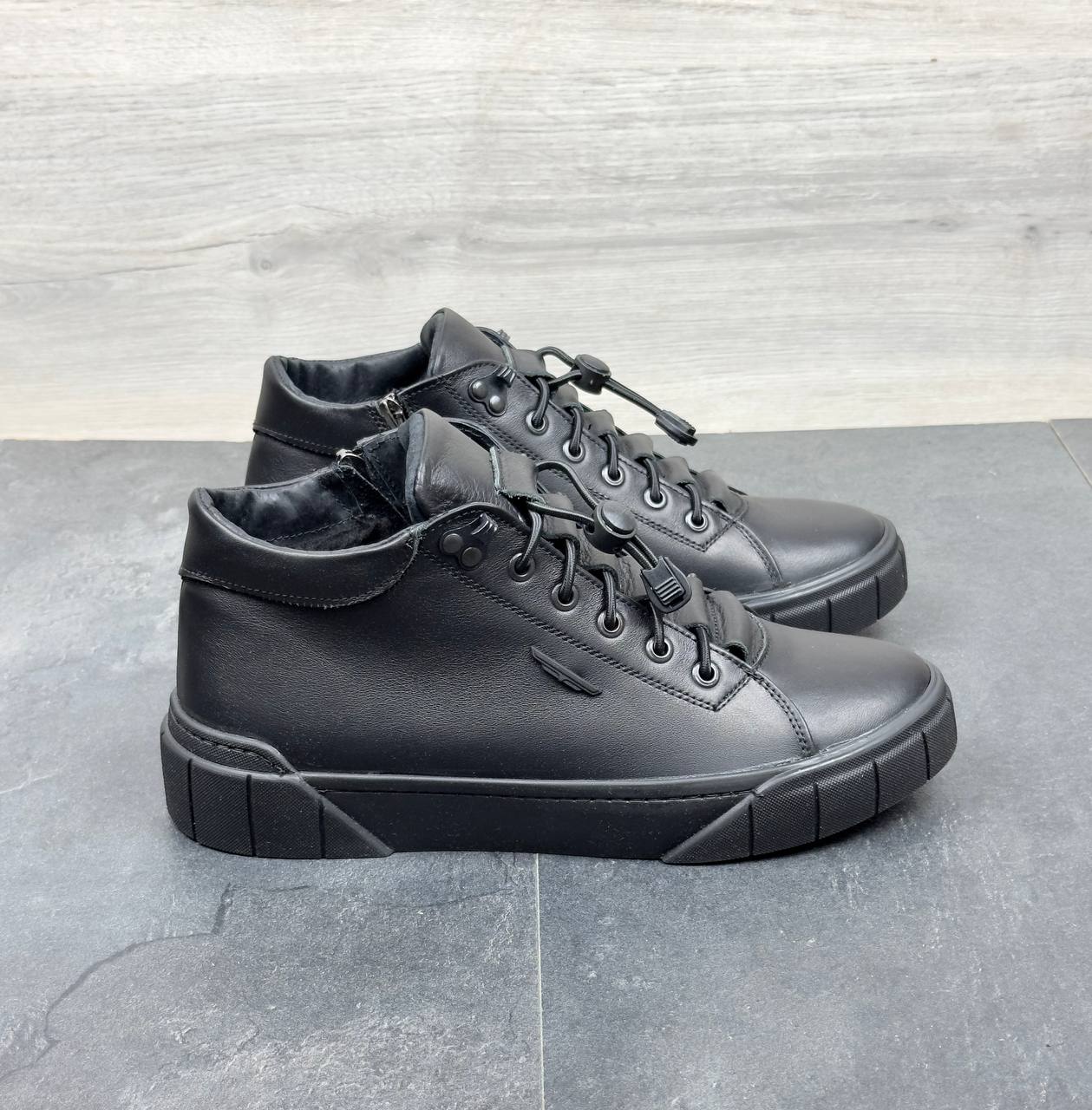 Зимові чоловічі шкіряні кросівки Код: 311 ч.р - Зображення 5