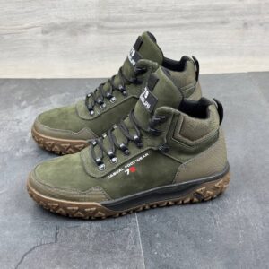 Чоловічі зимові нубукові черевики Код: Б02-50/6 хакі