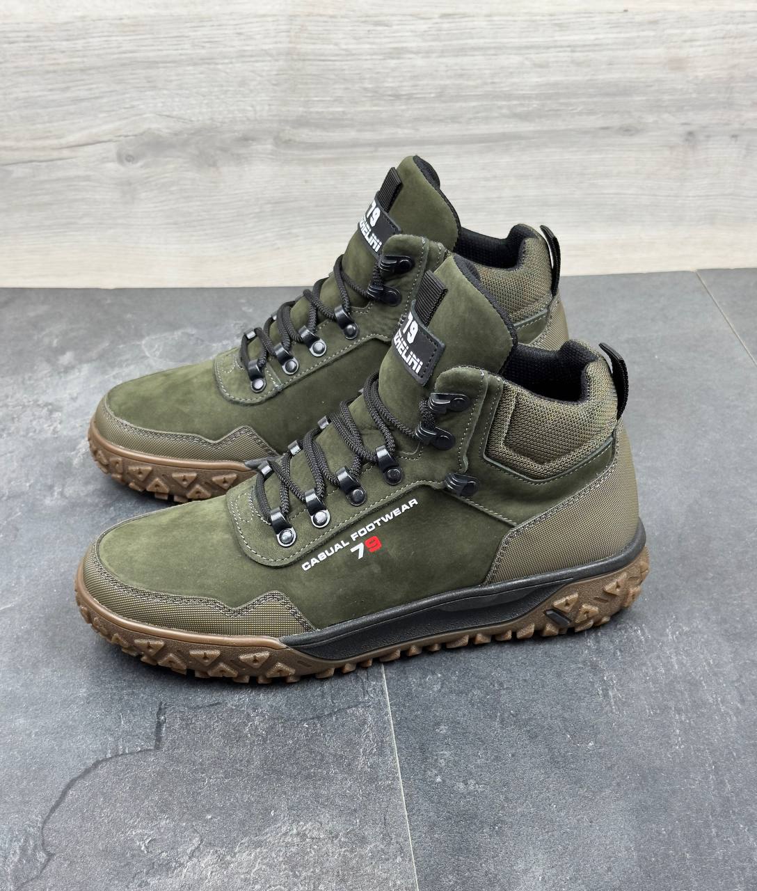 Чоловічі зимові нубукові черевики Код: Б02-50/6 хакі