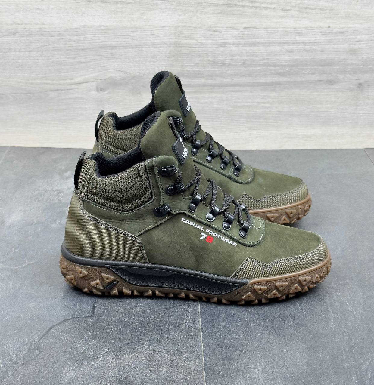 Чоловічі зимові нубукові черевики Код: Б02-50/6 хакі - Зображення 5