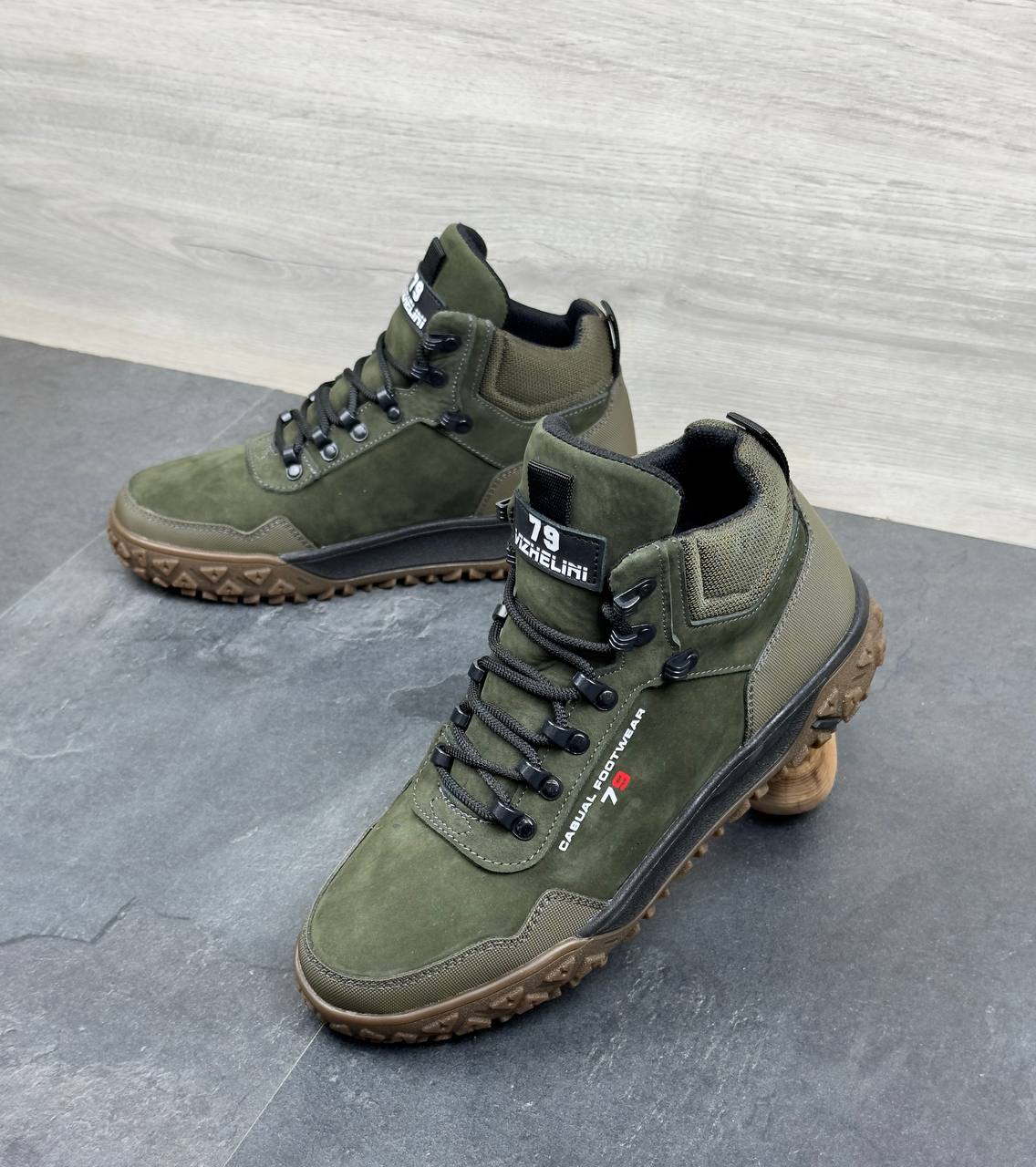 Чоловічі зимові нубукові черевики Код: Б02-50/6 хакі - Зображення 2