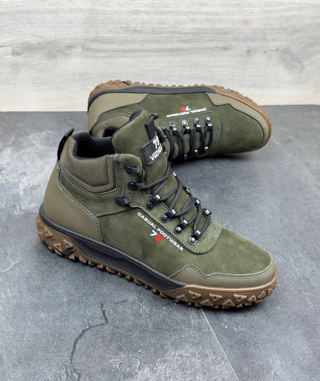 Чоловічі зимові нубукові черевики Код: Б02-50/6 хакі - Зображення 6