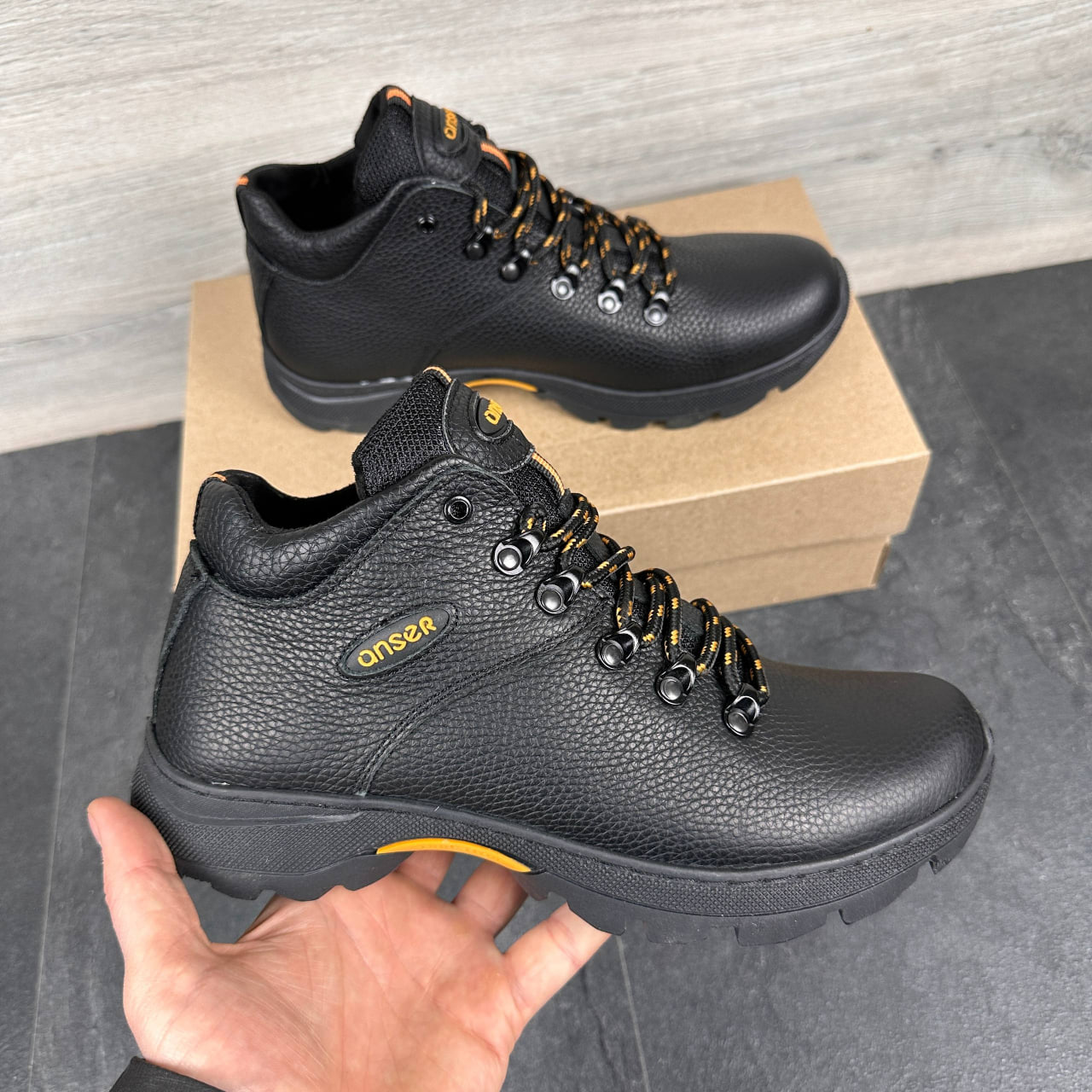 Чоловічі шкіряні черевики  Код: Б130 чорний - Зображення 4