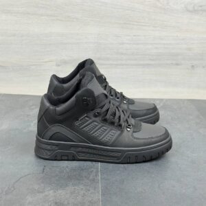 Чоловічі шкіряні зимові кросівки  Код: К10 чорний