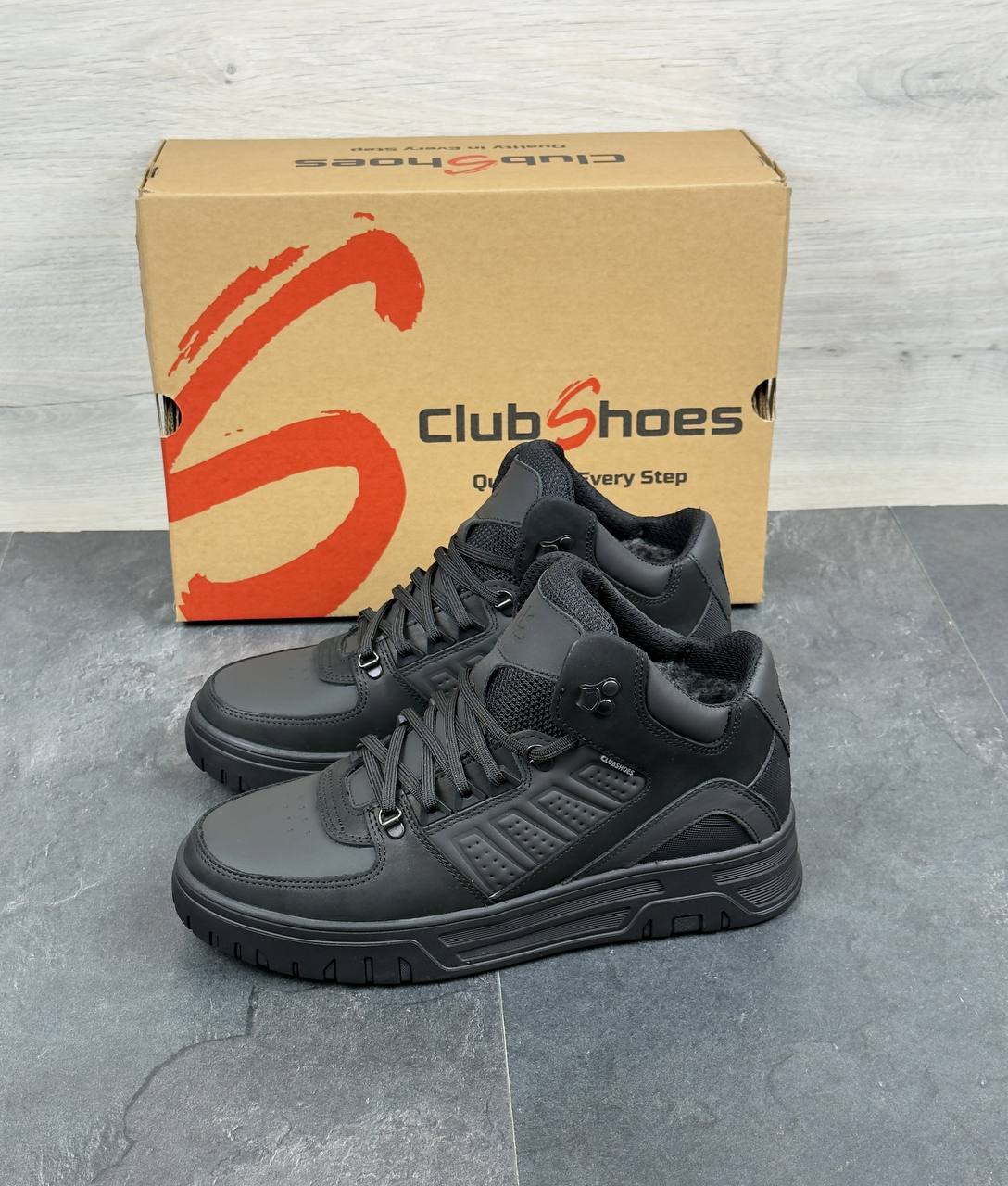 Чоловічі шкіряні зимові кросівки  Код: К10 чорний - Зображення 7