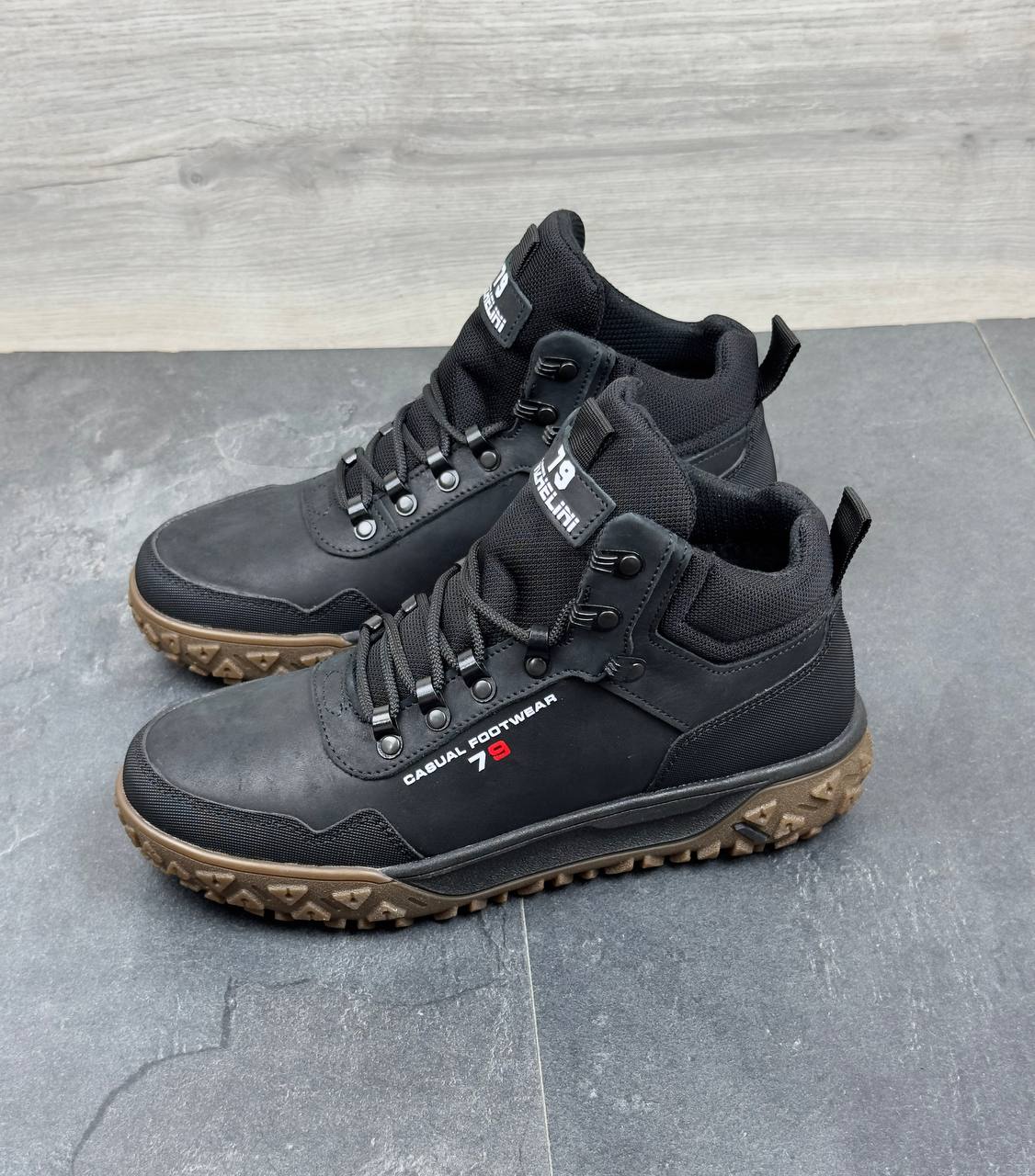 Чоловічі зимові шкіряні черевики Код: Б02-50/14 чорний