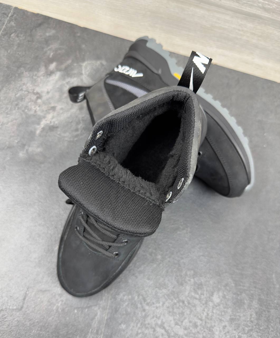 Чоловічі зимові шкіряні кросівки Nike  Код: Б01-53/12 чорний - Зображення 7