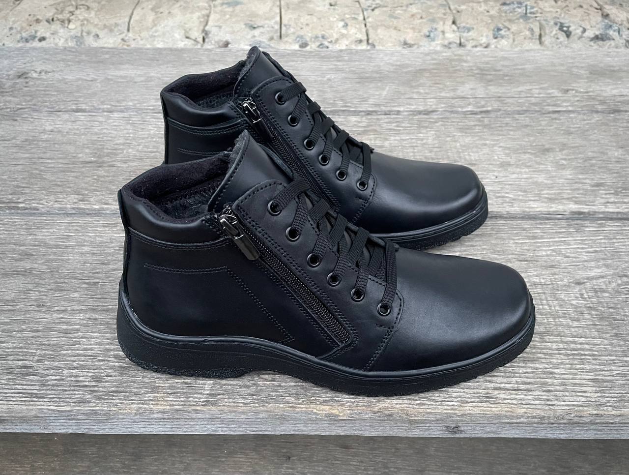 Чоловічі шкіряні зимові черевики Код: Б25 чер - Зображення 6