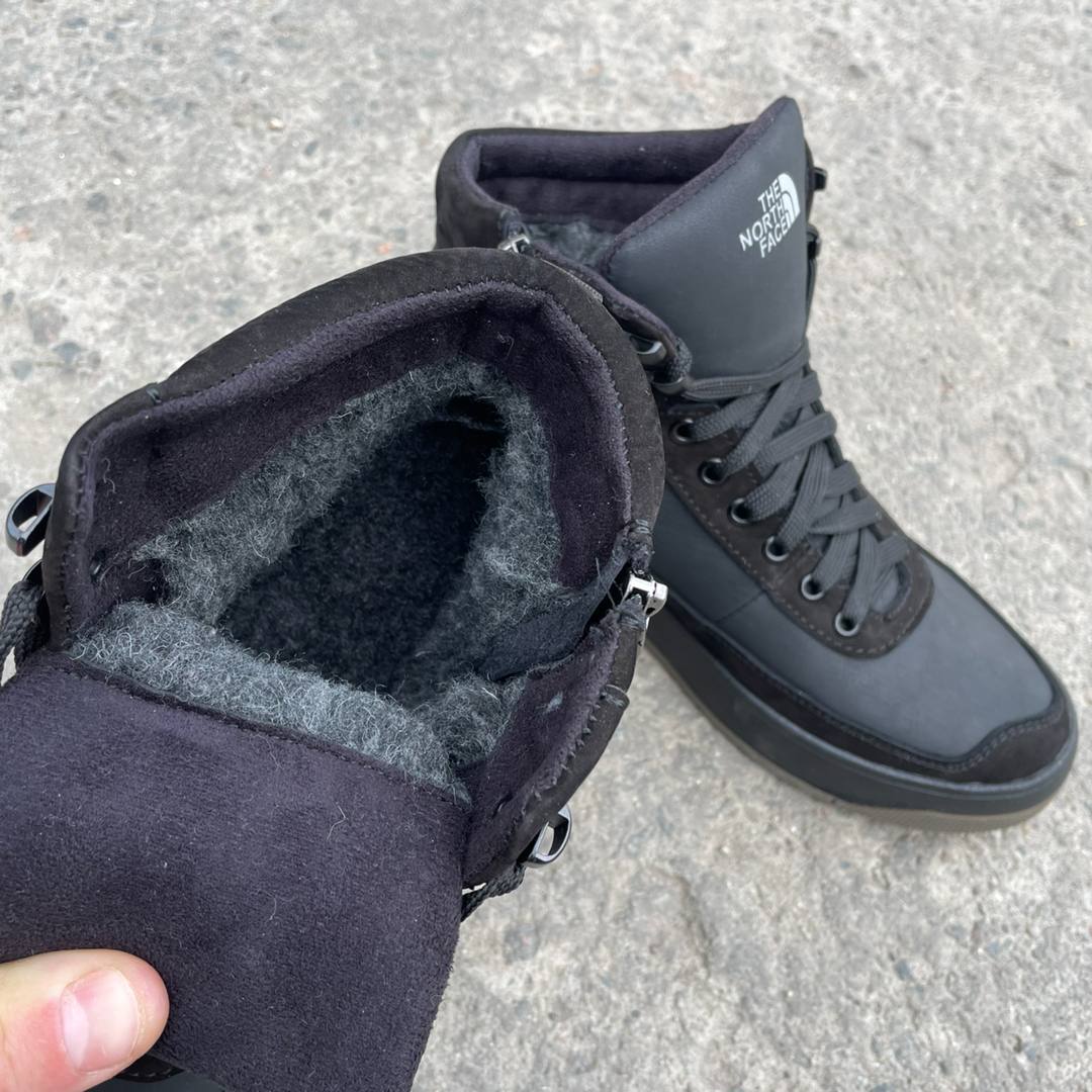 Чоловічі зимові шкіряні кросівки The North Face Код: NF чор/ол - Зображення 4