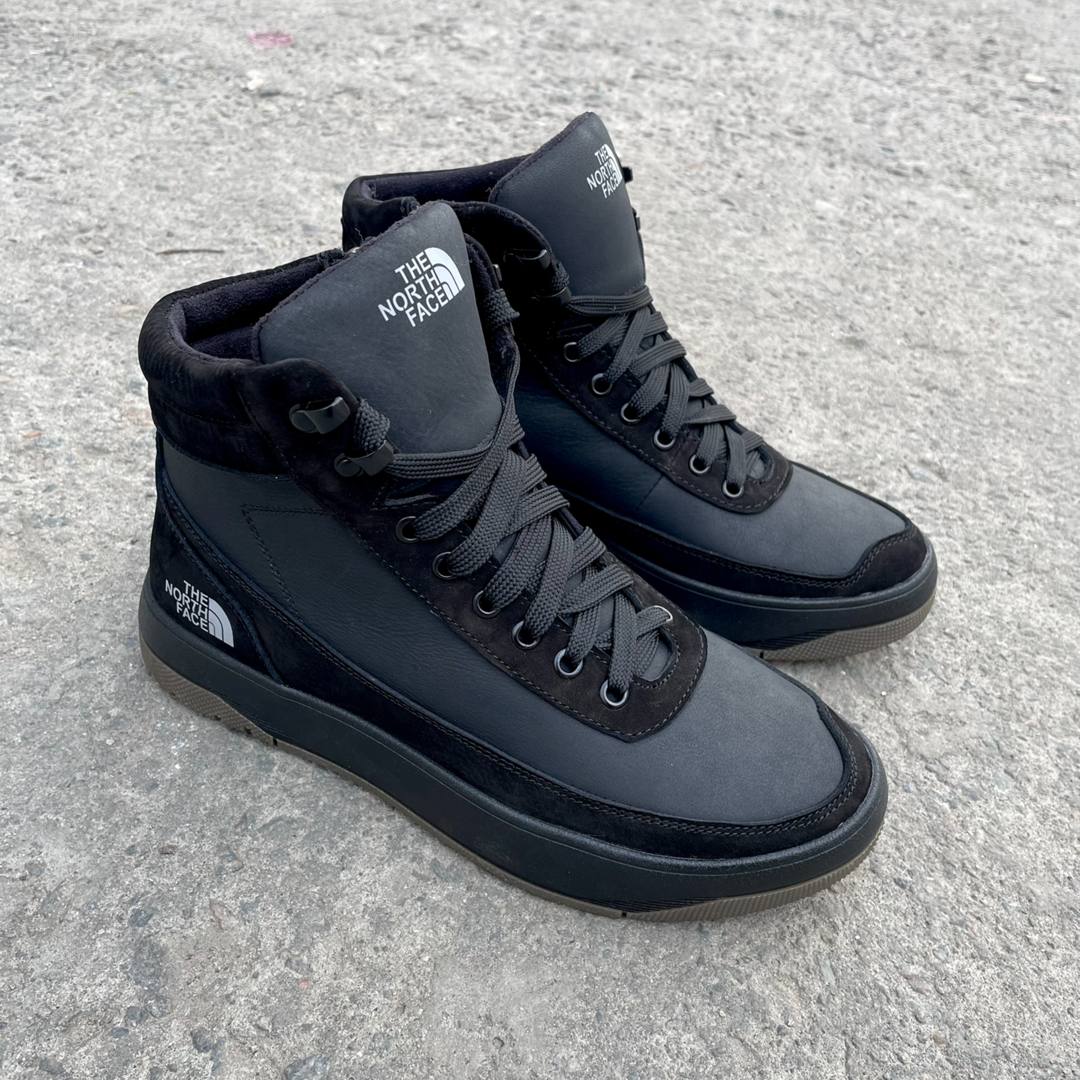 Чоловічі зимові шкіряні кросівки The North Face Код: NF чор/ол - Зображення 6