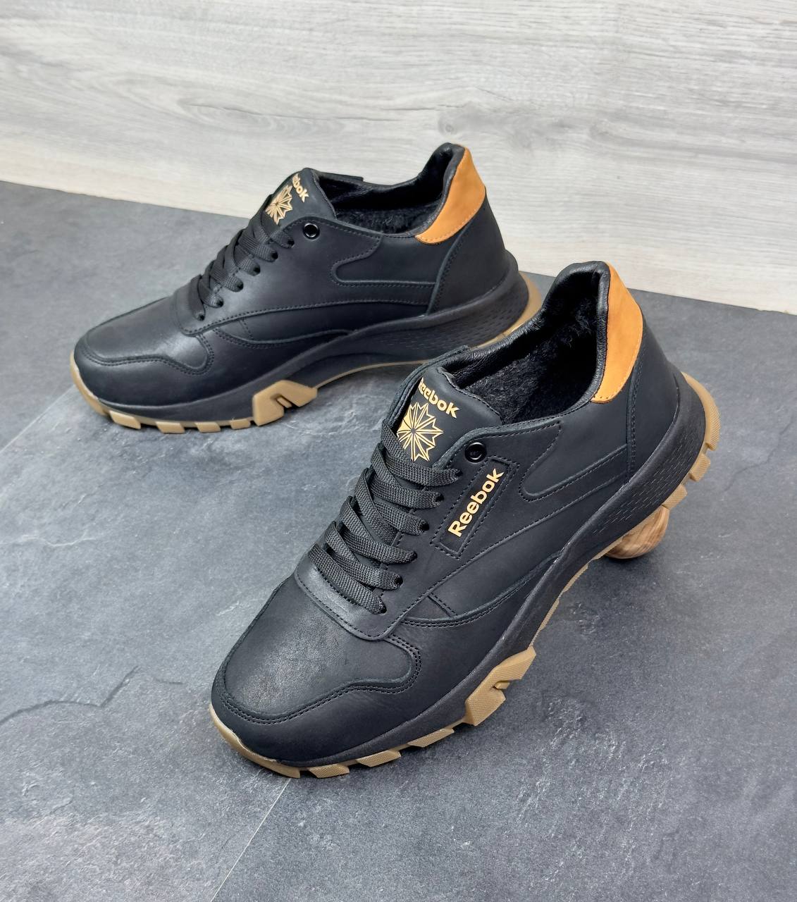 Чоловічі шкіряні зимові кросівки Код: R17/1 чер/бн - Зображення 2