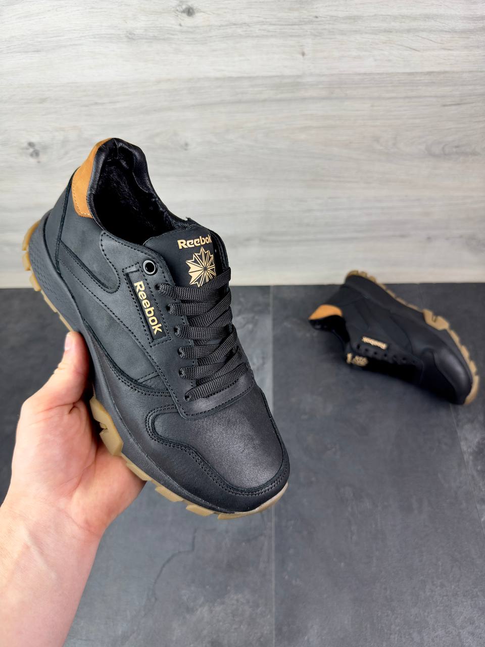 Чоловічі шкіряні зимові кросівки Код: R17/1 чер/бн - Зображення 5