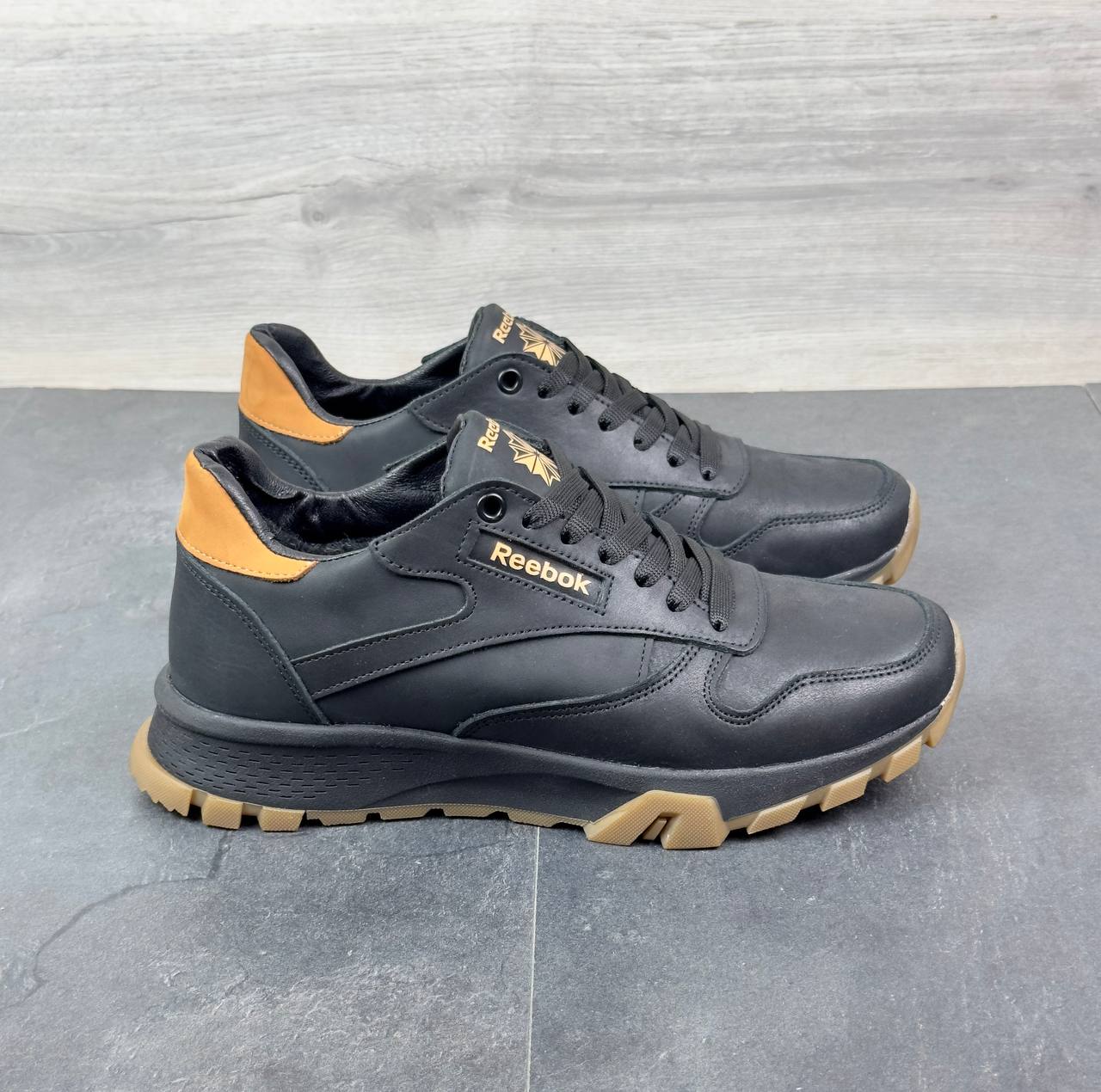 Чоловічі шкіряні зимові кросівки Код: R17/1 чер/бн - Зображення 6