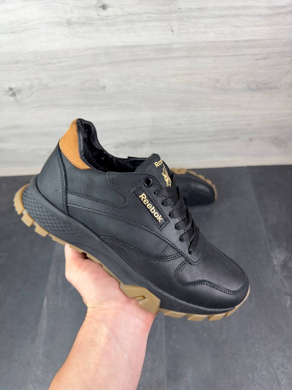 Чоловічі шкіряні зимові кросівки Код: R17/1 чер/бн - Зображення 7