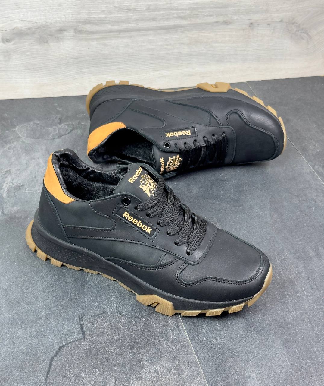 Чоловічі шкіряні зимові кросівки Код: R17/1 чер/бн - Зображення 8