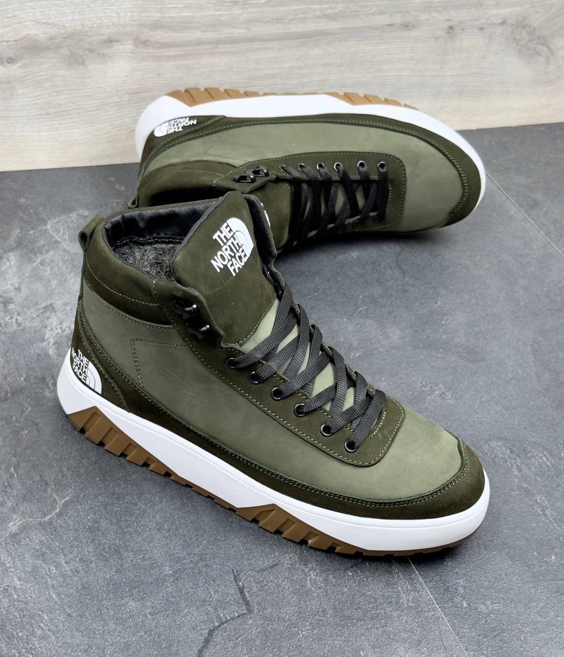 Чоловічі зимові шкіряні кросівки The North Face  Код: 64 з.в - Зображення 5