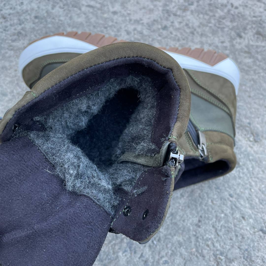 Чоловічі зимові шкіряні кросівки The North Face Код: NF зелений - Зображення 3