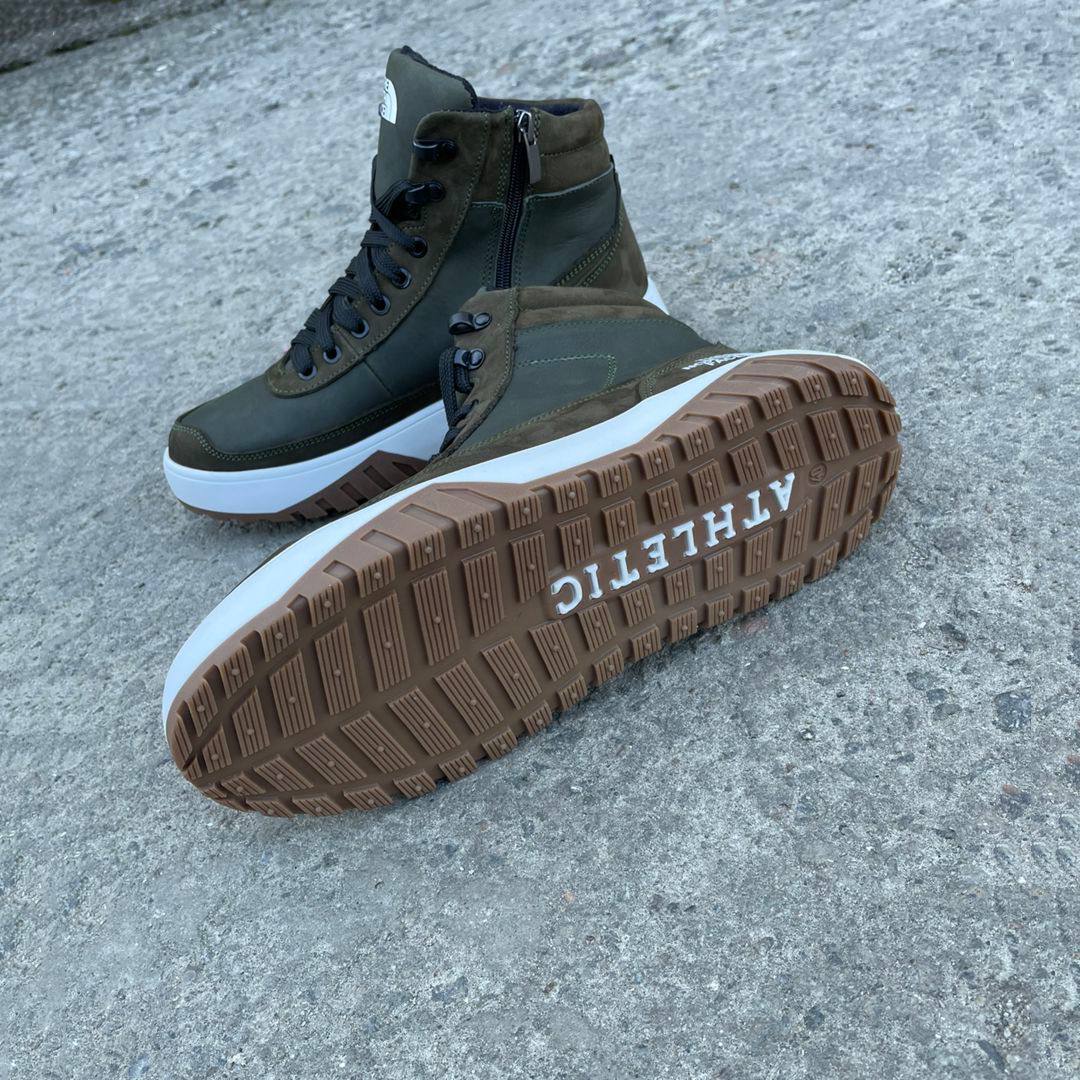 Чоловічі зимові шкіряні кросівки The North Face Код: NF зелений - Зображення 5