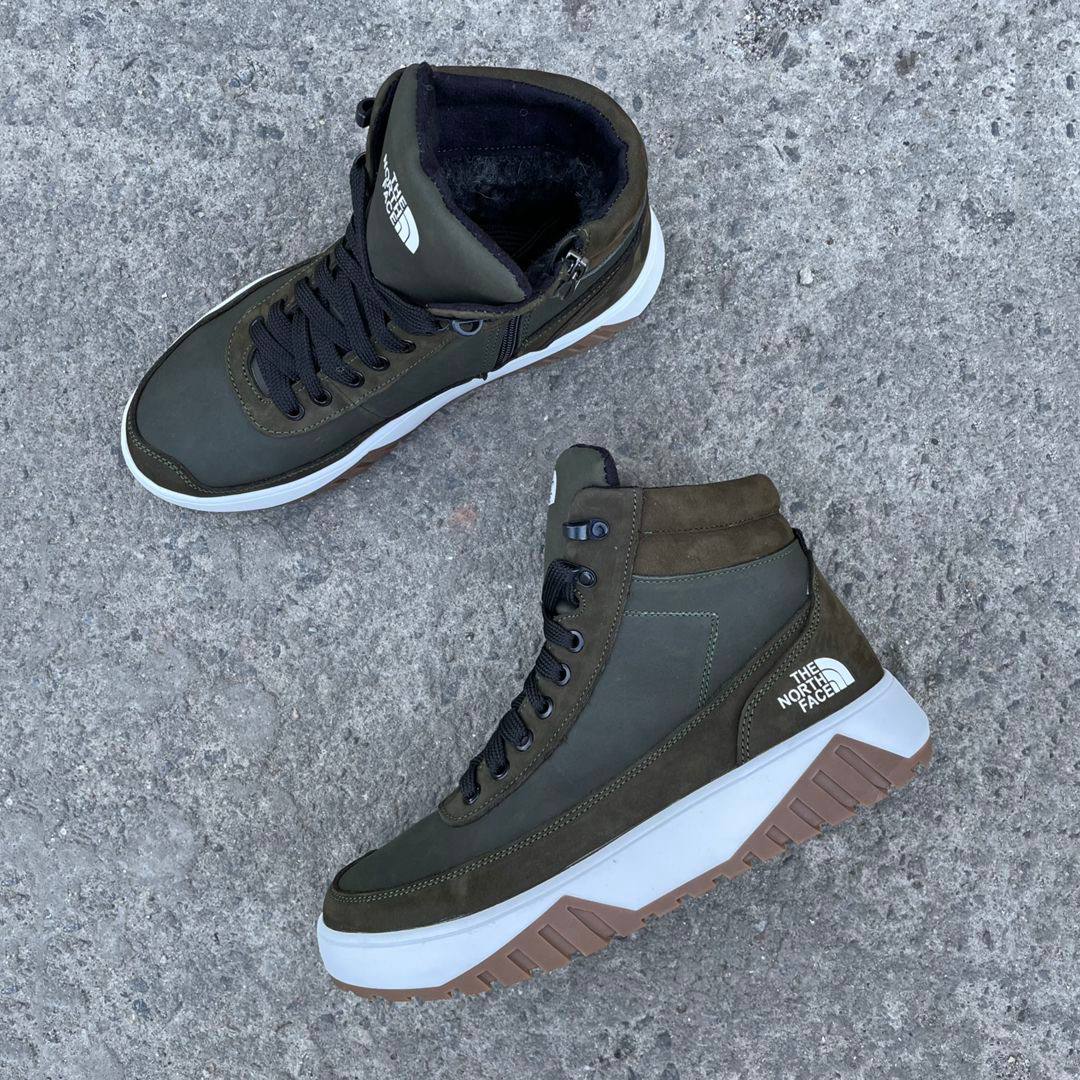 Чоловічі зимові шкіряні кросівки The North Face Код: NF зелений - Зображення 2