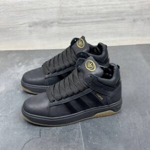 Чоловічі зимові шкіряні кросівки Код: Кам бот/чорний