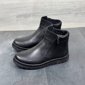 Чоловічі шкіряні зимові черевики на замку  Код: Б21 чорний