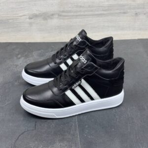 Чоловічі зимові шкіряні черевики  Код: АВ23-3 чор/біл