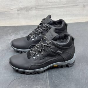 Чоловічі шкіряні зимові кросівки  Код: Б50 чорний