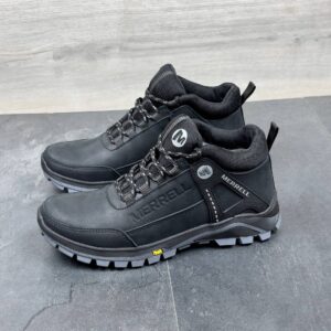 Чоловічі шкіряні зимові кросівки  Код: М-1 бот.чор/сір