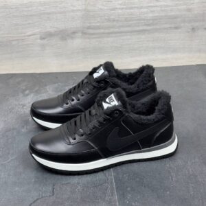 Чоловічі зимові шкіряні кросівки  Код: N1-1 чорний