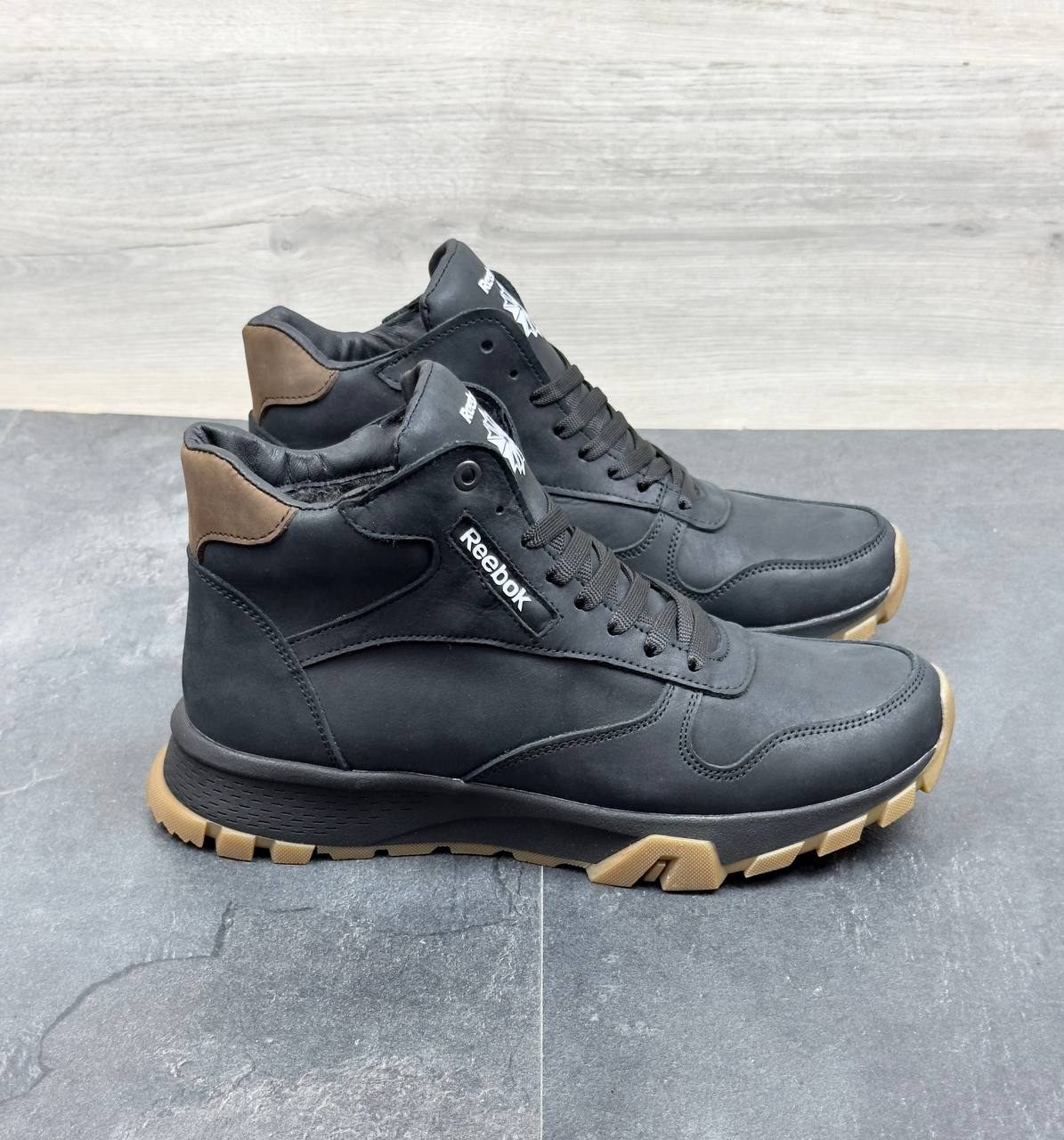 Чоловічі шкіряні зимові черевики Код: R17 чер/бот - Зображення 4