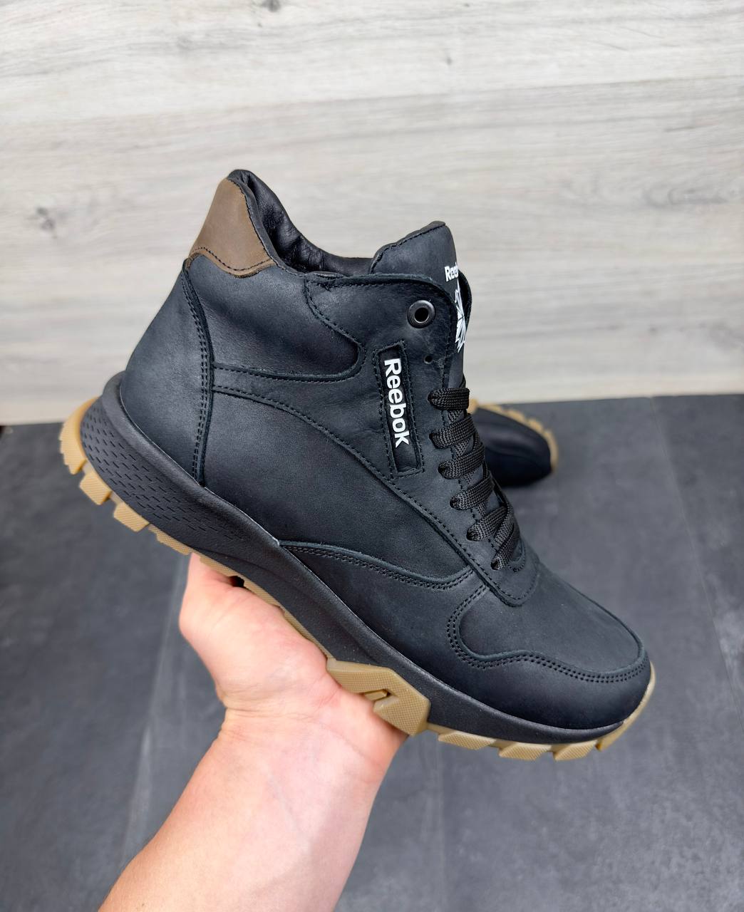 Чоловічі шкіряні зимові черевики Код: R17 чер/бот - Зображення 3