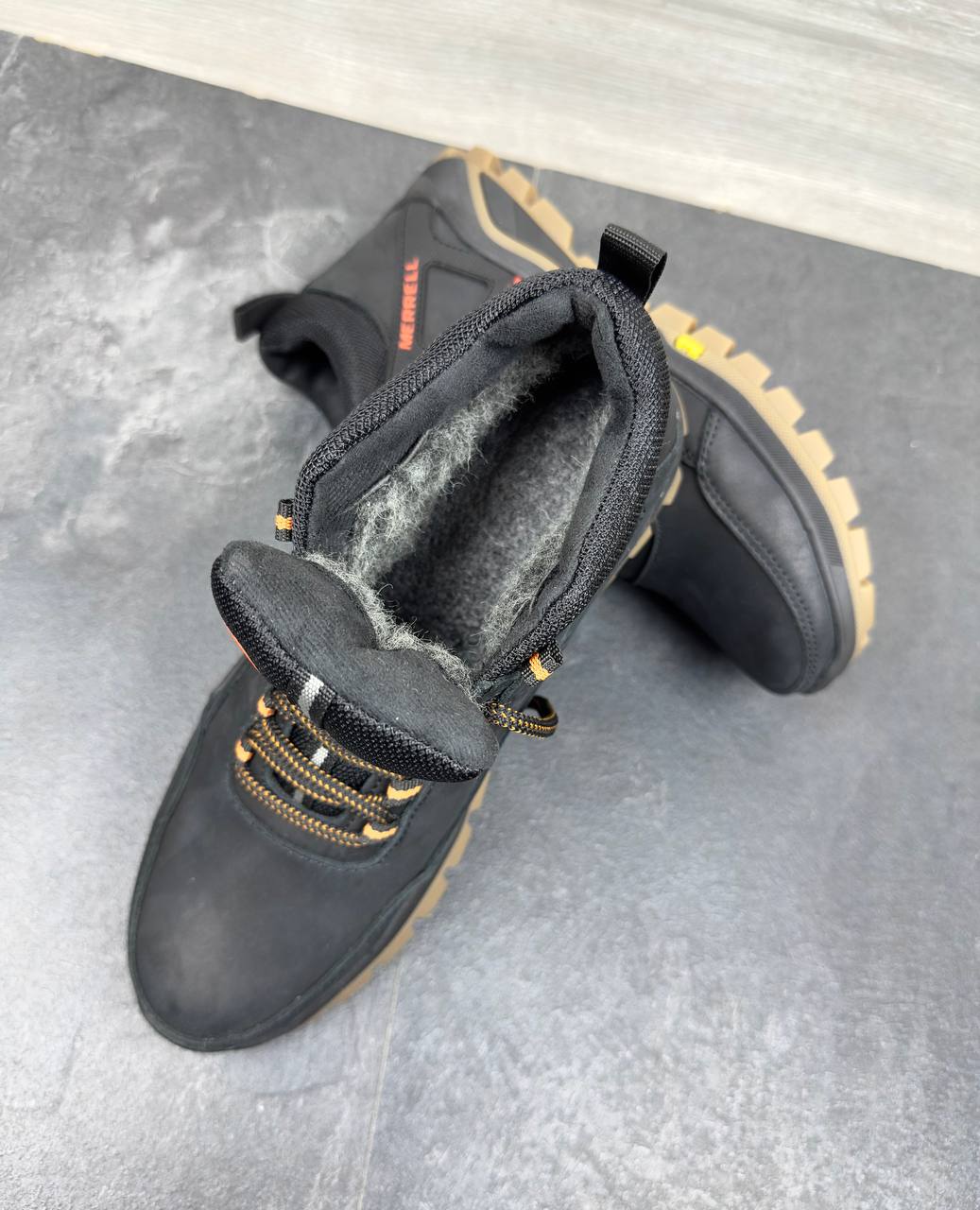 Чоловічі шкіряні зимові кросівки Код: М-1 бот/чорний - Зображення 3