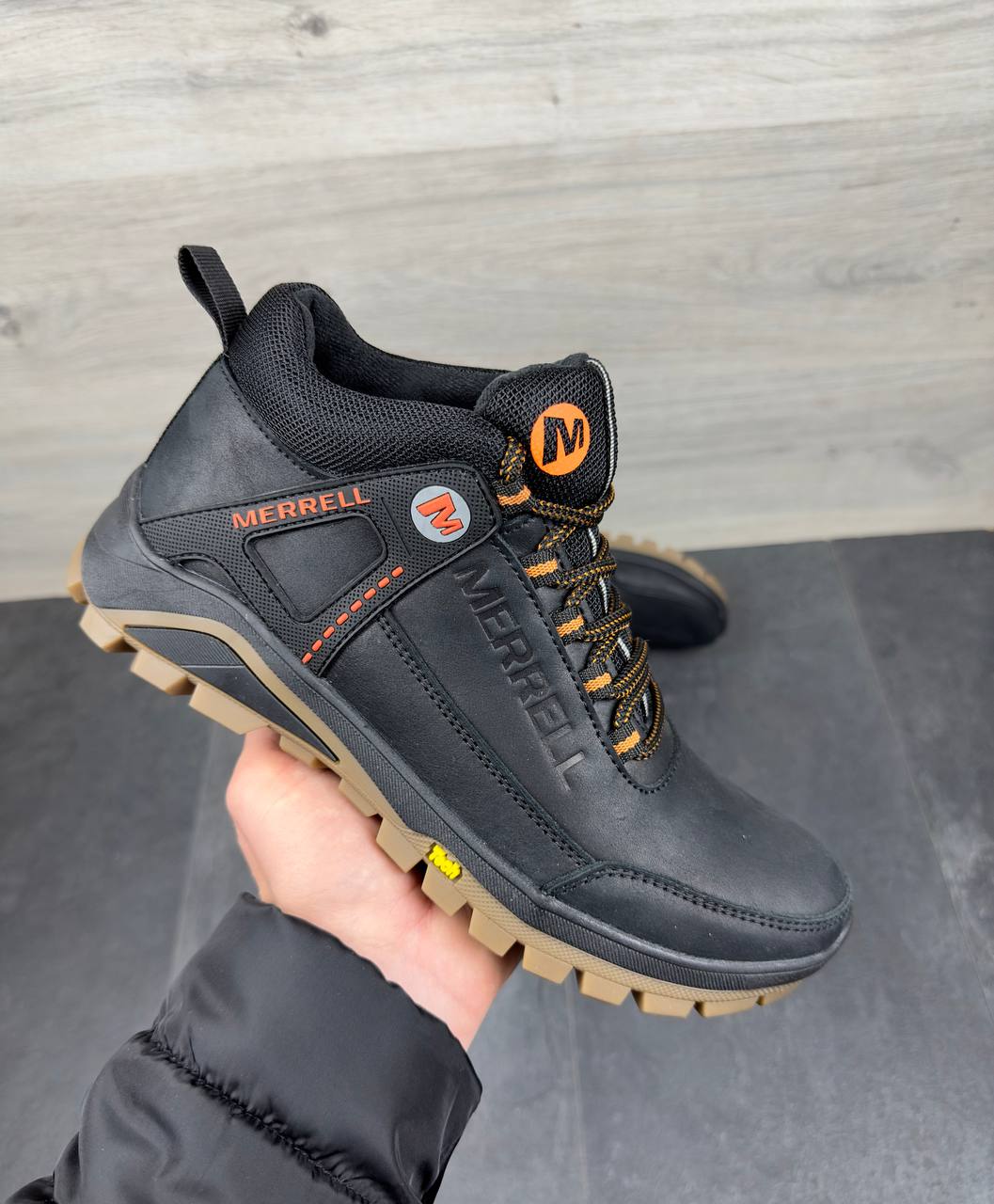 Чоловічі шкіряні зимові кросівки Код: М-1 бот/чорний - Зображення 5