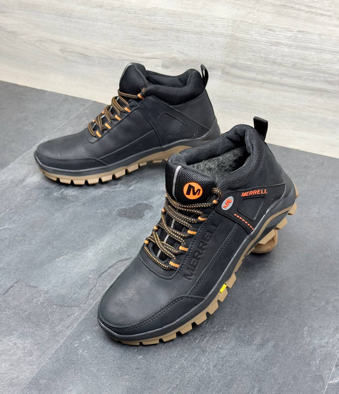 Чоловічі шкіряні зимові кросівки Код: М-1 бот/чорний - Зображення 2