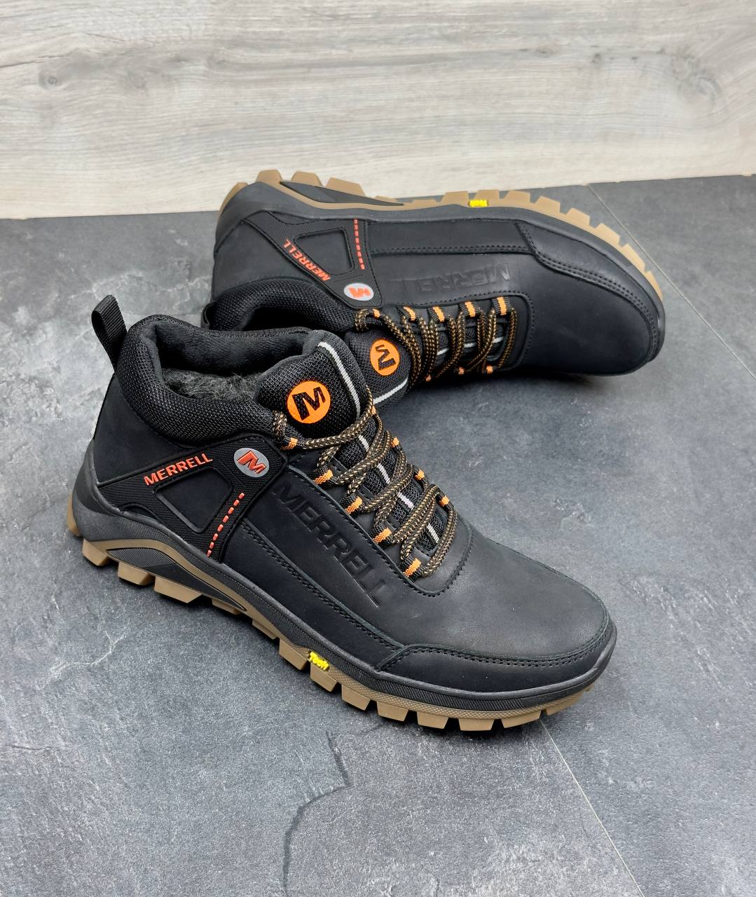 Чоловічі шкіряні зимові кросівки Код: М-1 бот/чорний - Зображення 4